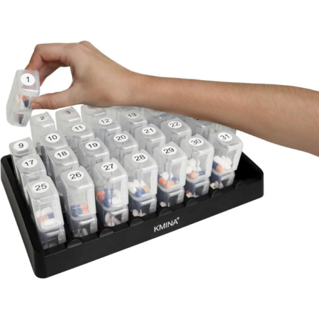 Pastillero Mensual 2 Tomas de Kmina  – Organización Clara y Segura de Medicación